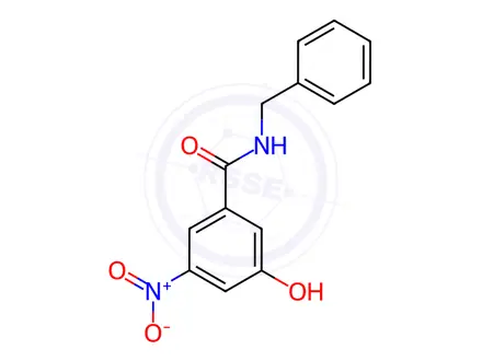 Chemical structure of Benzamide, 3-hydroxy-5-nitro-N-(phenylmethyl)-