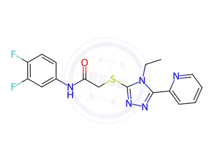 Chemical structure of N-(3,4-Difluorophenyl)-2-((4-ethyl-5-(pyridin-2-yl)-4H-1,2,4-triazol-3-yl)thio)acetamide
