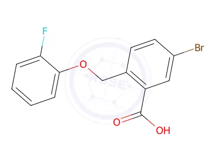 Chemical structure of 5-Bromo-2-((2-fluorophenoxy)methyl)benzoic acid