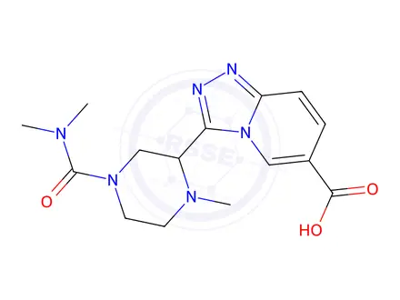 Chemical structure of 3-(4-(Dimethylcarbamoyl)-1-methylpiperazin-2-yl)-[1,2,4]triazolo[4,3-a]pyridine-6-carboxylic acid