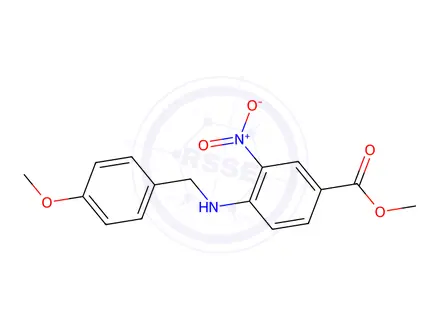 Chemical structure of Methyl 4-{[(4-Methoxyphenyl)methyl]amino}-3-nitrobenzoate
