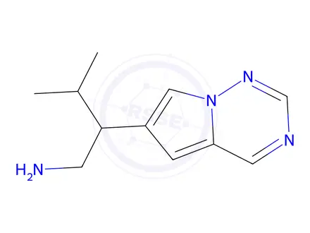 Chemical structure of 3-methyl-2-{pyrrolo[2,1-f][1,2,4]triazin-6-yl}butan-1-amine