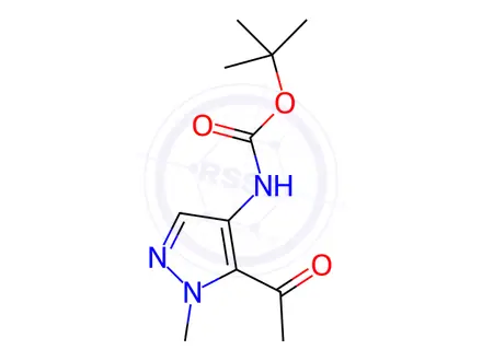 Chemical structure of Carbamic acid, N-(5-acetyl-1-methyl-1H-pyrazol-4-yl)-, 1,1-dimethylethyl ester