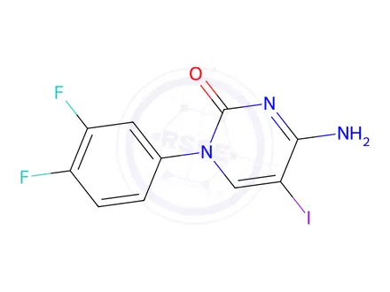 Chemical structure of 4-Amino-1-(3,4-difluorophenyl)-5-iodopyrimidin-2(1H)-one
