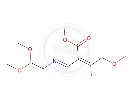 Chemical structure of methyl 2-(((2,2-dimethoxyethyl)amino)methylene)-4-methoxy-3-oxobutanoate