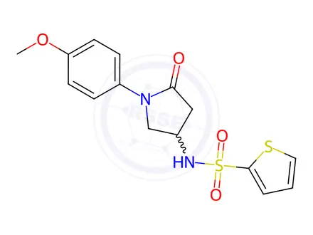 Chemical structure of N-(1-(4-Methoxyphenyl)-5-oxopyrrolidin-3-yl)thiophene-2-sulfonamide