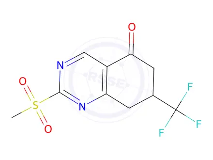 Chemical structure of 2-(Methylsulfonyl)-7-(trifluoromethyl)-7,8-dihydroquinazolin-5(6H)-one