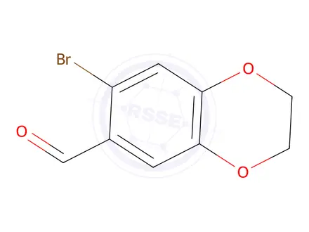 Chemical structure of 7-Bromo-2,3-dihydro-1,4-benzodioxin-6-carboxaldehyde