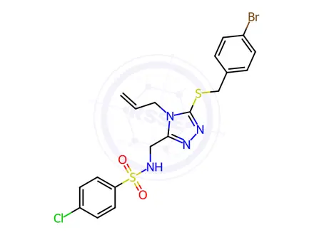 Chemical structure of N-[(5-{[(4-bromophenyl)methyl]sulfanyl}-4-(prop-2-en-1-yl)-4H-1,2,4-triazol-3-yl)methyl]-4-chlorobenzene-1-sulfonamide