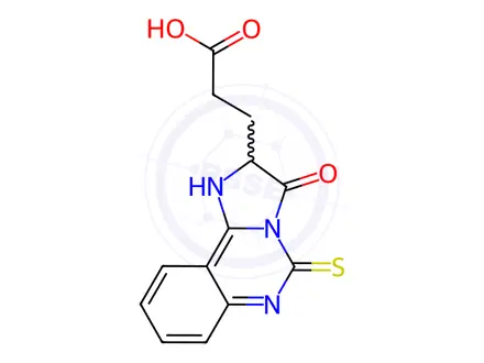 Chemical structure of 3-(3-Oxo-5-thioxo-2,3,5,6-tetrahydroimidazo[1,2-c]quinazolin-2-yl)propanoic acid