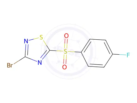 Chemical structure of 3-Bromo-5-(4-fluorophenylsulfonyl)-1,2,4-thiadiazole