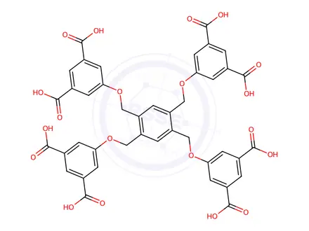 Chemical structure of 5,5',5'',5'''-((benzene-1,2,4,5-tetrayltetrakis(methylene))tetrakis(oxy))tetraisophthalic acid