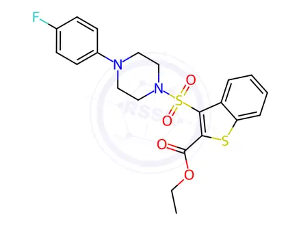 Chemical structure of Ethyl 3-((4-(4-fluorophenyl)piperazin-1-yl)sulfonyl)benzo[b]thiophene-2-carboxylate