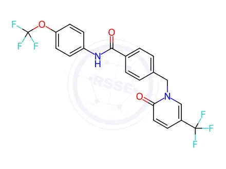 Chemical structure of 4-{[2-oxo-5-(trifluoromethyl)-1,2-dihydropyridin-1-yl]methyl}-N-[4-(trifluoromethoxy)phenyl]benzamide