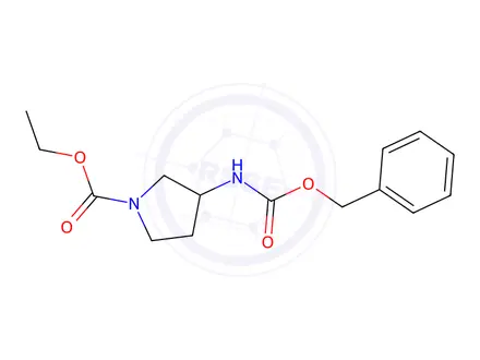 Chemical structure of ethyl 3-(((benzyloxy)carbonyl)amino)pyrrolidine-1-carboxylate