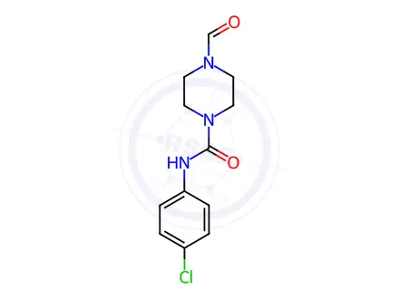 Chemical structure of N-(4-chlorophenyl)-4-formylpiperazine-1-carboxamide