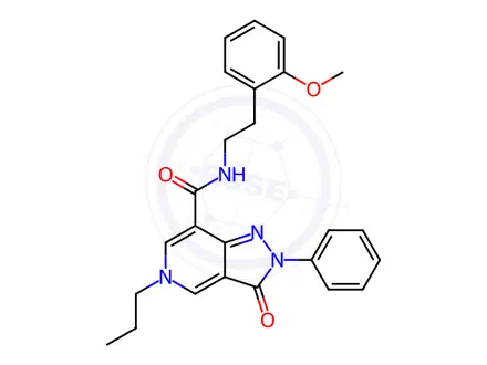 Chemical structure of N-[2-(2-methoxyphenyl)ethyl]-3-oxo-2-phenyl-5-propylpyrazolo[4,3-c]pyridine-7-carboxamide