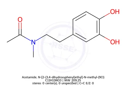Chemical structure of Acetamide, N-[2-(3,4-dihydroxyphenyl)ethyl]-N-methyl-(9CI)