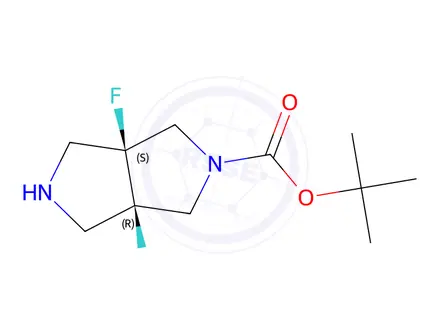 Chemical structure of tert-butyl (3aR,6aS)-3a,6a-difluorohexahydropyrrolo[3,4-c]pyrrole-2(1H)-carboxylate