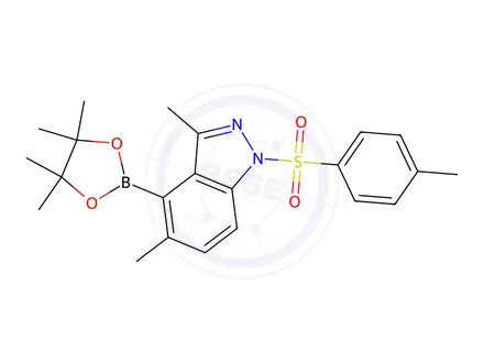 Chemical structure of 3,5-diMethyl-4-(4,4,5,5-tetraMethyl-1,3,2-dioxaborolan-2-yl)-1-tosyl-1H-indazole
