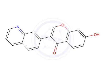 Chemical structure of 7-Hydroxy-3-(quinolin-7-yl)-4H-chromen-4-one