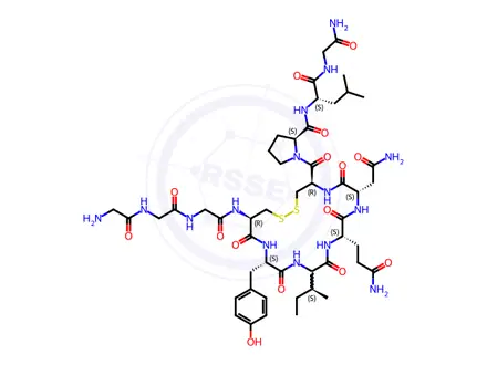 Chemical structure of oxytocin, tri-Gly-