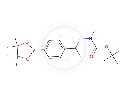 Chemical structure of (R)-tert-Butyl methyl(2-(4-(4,4,5,5-tetramethyl-1,3,2-dioxaborolan-2-yl)phenyl)propyl)carbamate