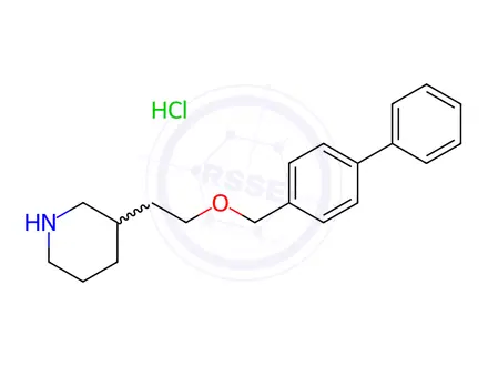 Chemical structure of 3-[2-([1,1'-Biphenyl]-4-ylmethoxy)ethyl]-piperidine hydrochloride