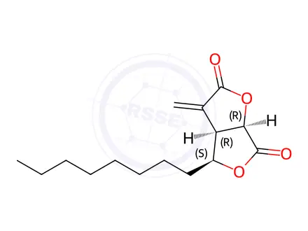 Chemical structure of (1R,4S,5R)-6-methylidene-4-octyl-3,8-dioxabicyclo[3.3.0]octane-2,7-dione