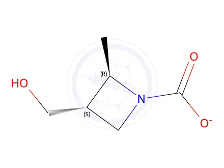 Chemical structure of (2R,3S)-3-(hydroxymethyl)-2-methylazetidine-1-carboxylate
