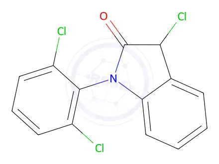 Chemical structure of 3-chloro-1-(2,6-dichlorophenyl)indolin-2-one