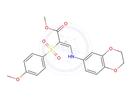 Chemical structure of Methyl (2Z)-3-[(2,3-dihydro-1,4-benzodioxin-6-yl)amino]-2-(4-methoxybenzenesulfonyl)prop-2-enoate