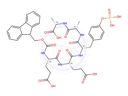 Chemical structure of N-(alpha)fluorenylmethoxycarbonyl-glutamyl-glutamyl-phosphotyrosyl-alanyl-alanine