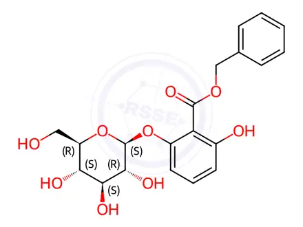 Chemical structure of Benzyl 2-hydroxy-6-(beta-glucosyloxy)benzoate