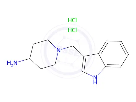 Chemical structure of 1-(1H-indol-3-ylmethyl)piperidin-4-amine Dihydrochloride