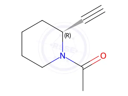 Chemical structure of Piperidine, 1-acetyl-2-ethynyl-, (R)-(9CI)