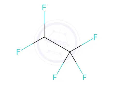 Chemical structure of Pentafluoroethane (Freon #125)