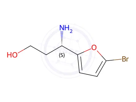 Chemical structure of (3S)-3-AMINO-3-(5-BROMO(2-FURYL))PROPAN-1-OL