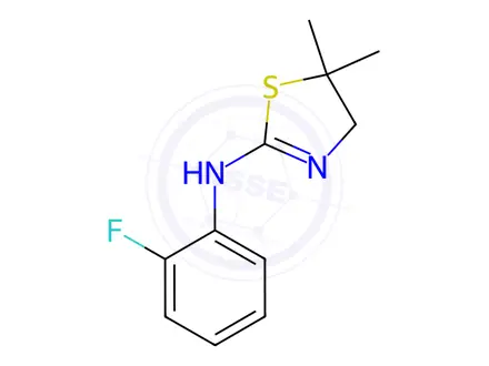 Chemical structure of N-(2-fluorophenyl)-5,5-dimethyl-4,5-dihydrothiazol-2-amine