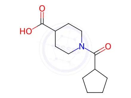 Chemical structure of 1-(Cyclopentanecarbonyl)-piperidine-4-carboxylic acid