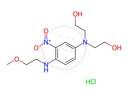Chemical structure of 1-[(2'-Methoxyethyl)amino]-2-nitro-4-[di-(2'-hydroxyethyl)amino]benzene