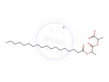 Chemical structure of potassium 2-(1-carboxylatoethoxy)-1-methyl-2-oxoethyl stearate