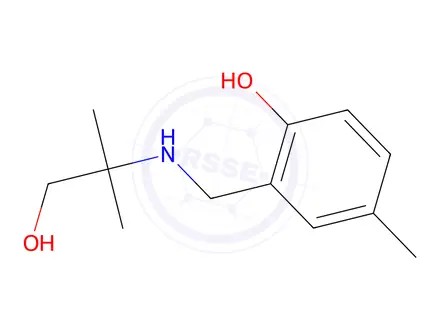 Chemical structure of 2-(((1-Hydroxy-2-methylpropan-2-yl)amino)methyl)-4-methylphenol