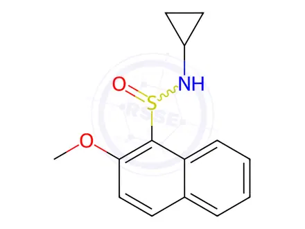 Chemical structure of N-cyclopropyl-2-methoxynaphthalene-1-sulfinamide