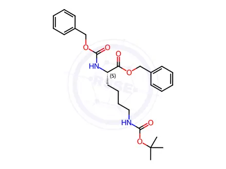 Chemical structure of N6-[(1,1-Dimethylethoxy)carbonyl]-N2-[(phenylmethoxy)carbonyl]-L-lysine-phenylmethyl Ester