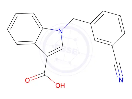 Chemical structure of 1-(3-cyano-benzyl)-1H-indole-3-carboxylic acid