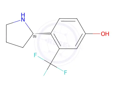 Chemical structure of (S)-4-(pyrrolidin-2-yl)-3-(trifluoromethyl)phenol