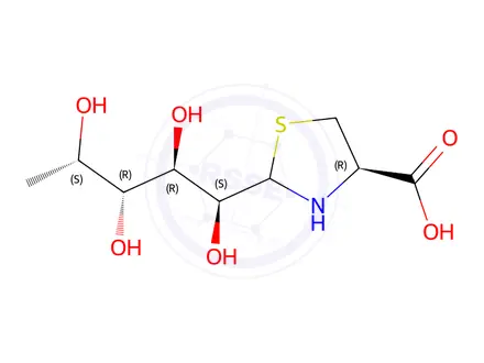 Chemical structure of 2-(L-Fuco-tetrahydroxypentyl)-4(R)-1,3-thiazolidine-4-carboxylic acid