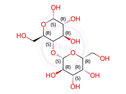 Chemical structure of (2S,3R,4R,5S,6R)-6-(hydroxymethyl)-5-(((2S,3R,4S,5R,6R)-3,4,5-trihydroxy-6-(hydroxymethyl)tetrahydro-2H-pyran-2-yl)oxy)tetrahydro-2H-pyran-2,3,4-triol