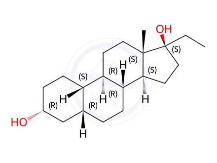 Chemical structure of 17alpha-Ethyl-5beta-estrane-3alpha,17beta-diol